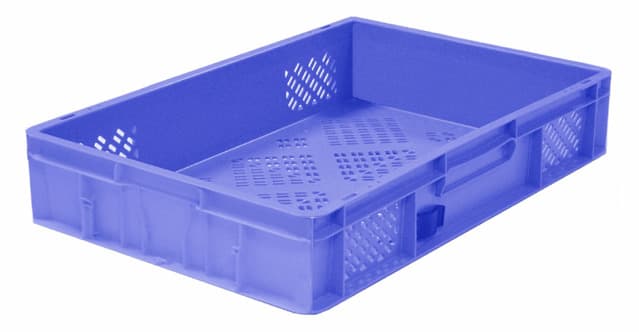 Image Of 8708715 - Euro Container 600x400x120 - Perforated long sides and base, solid short sides, including label clip on one short side